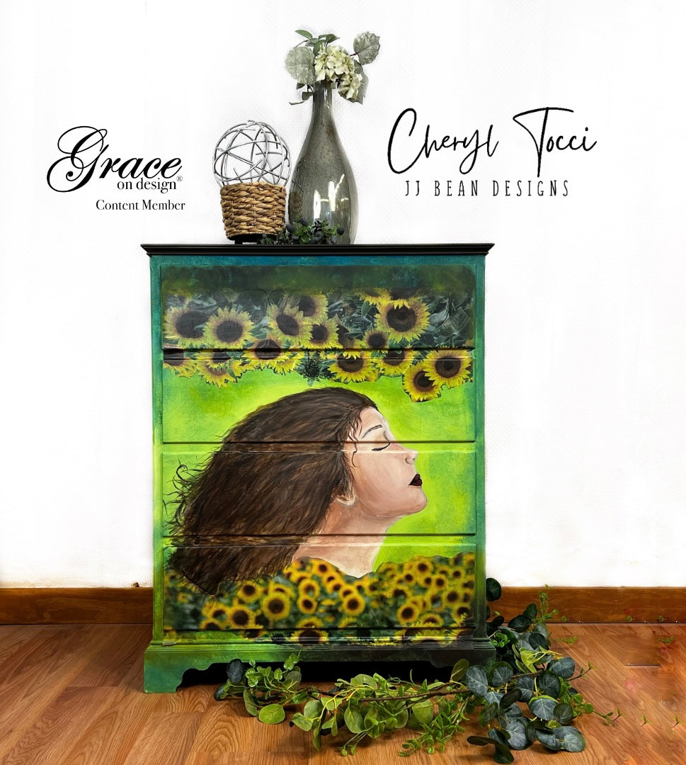 Beautiful Sunflower Cabinet- Unique - JJ Bean Designs